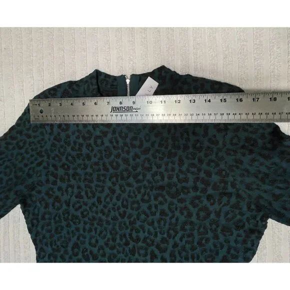 New Milly Women's XL Long Sleeve Sheath Dress in Metallic Cheetah Print Back Zip